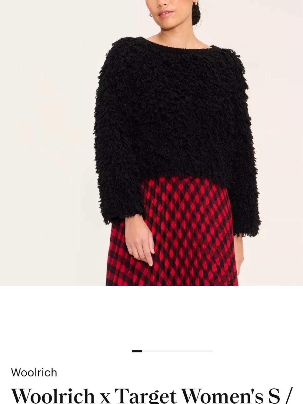 Woolrich Black Textured Fuzzy Crewneck Sweater SIZE XS